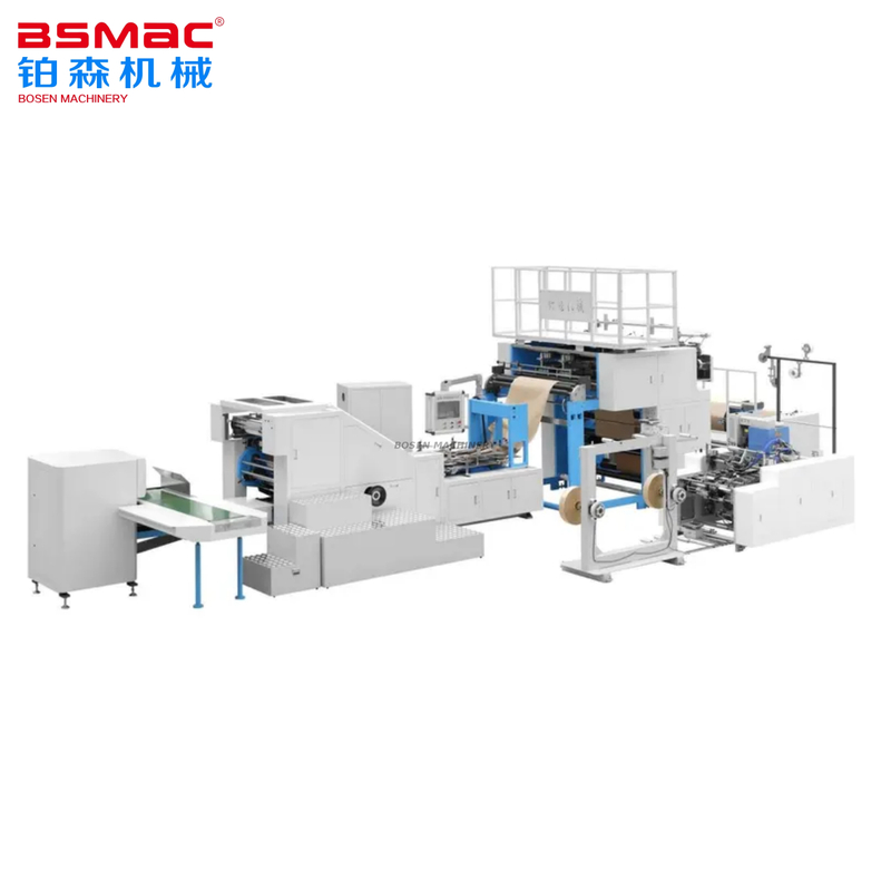 BSFD Máquina para fabricar bolsas de papel de fondo cuadrado completamente automática con asa en línea 